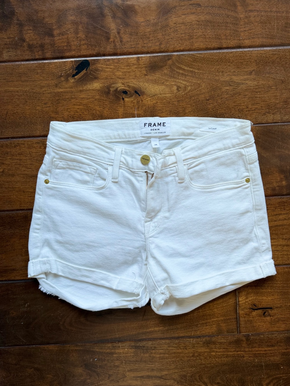 Frame Denim White Rolled-Hem Jean Shorts